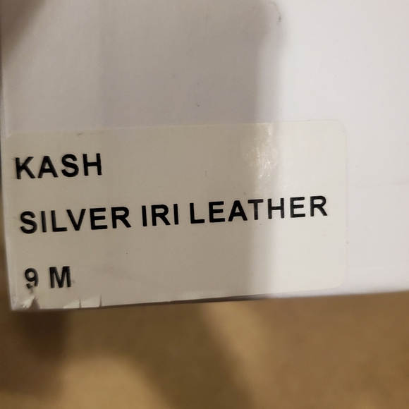 Iridescent silver genuine leather heels
